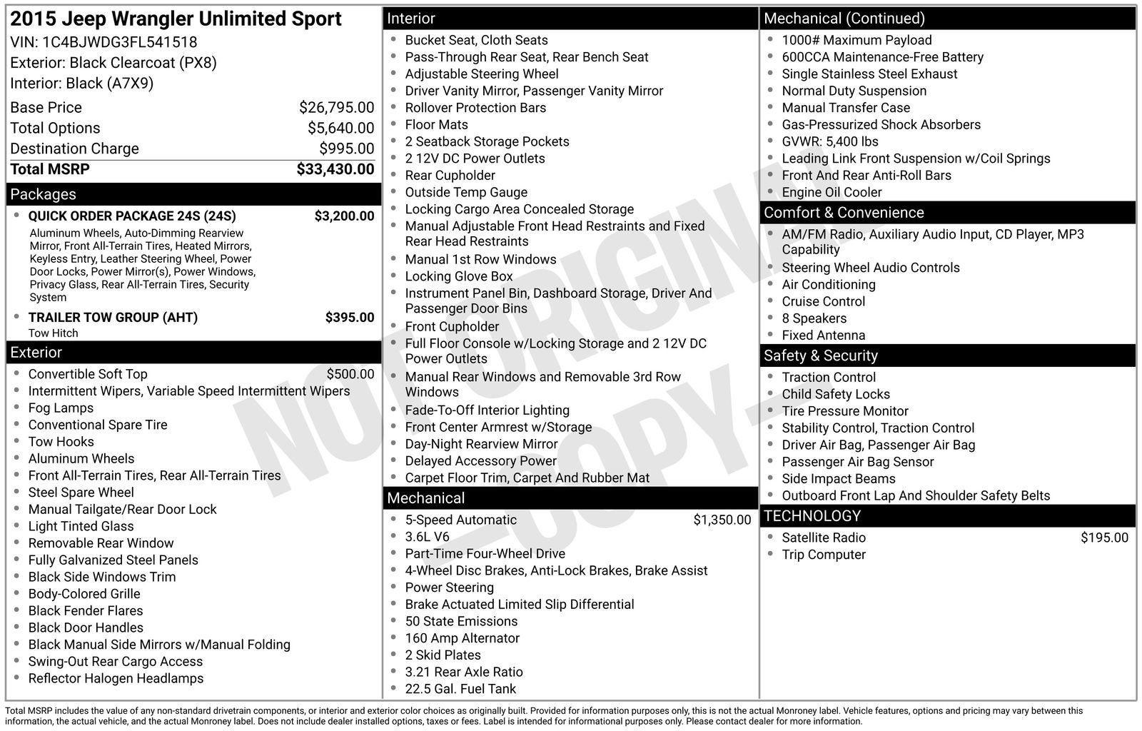 Used 2015 Jeep Wrangler Unlimited Sport w/ Quick Order Package 24S image 26