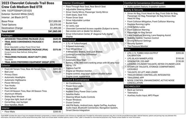 Certified 2023 Chevrolet Colorado Trail Boss w/ Advanced Trailering Package AWD/4WD image 38