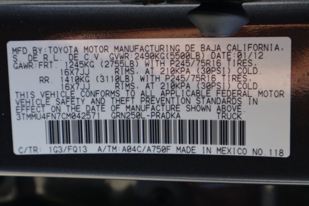 Used 2012 Toyota Tacoma 4x4 Double Cab w/ SR5 Pkg image 17