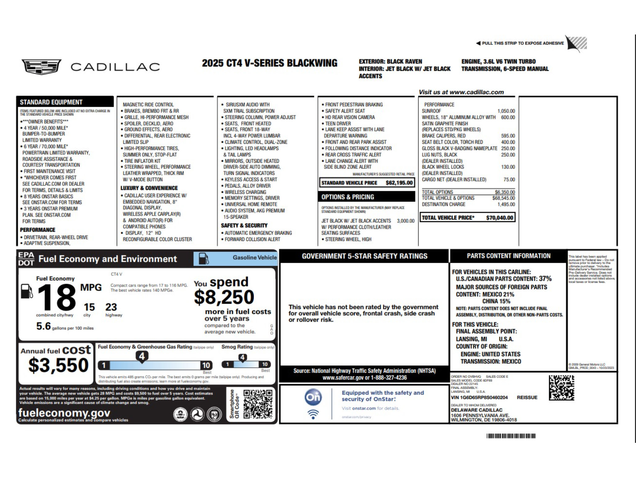 Used 2025 Cadillac CT4 V Blackwing RWD image 9