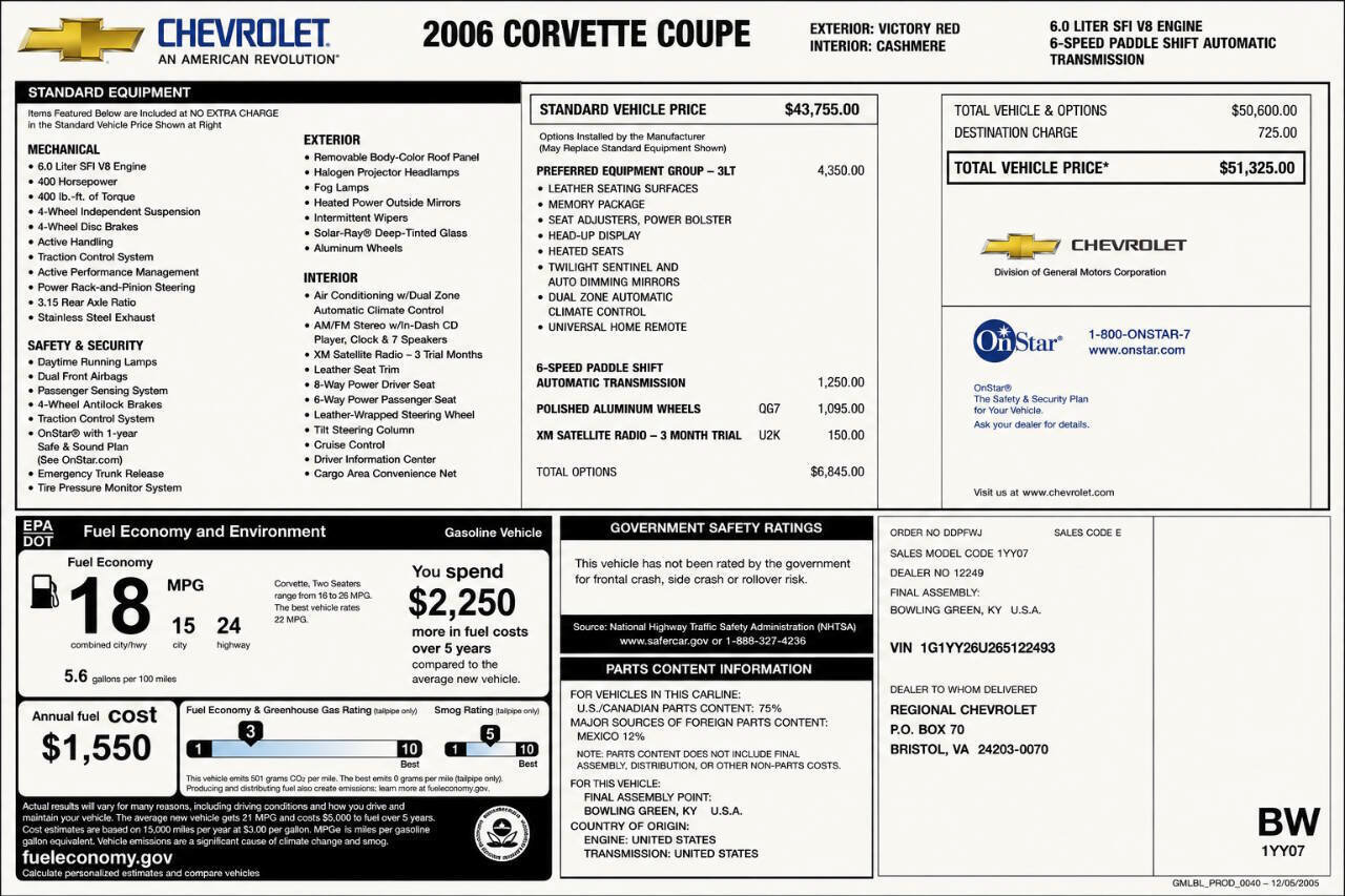 Used 2006 Chevrolet Corvette Coupe w/ Preferred Equipment Group RWD image 11