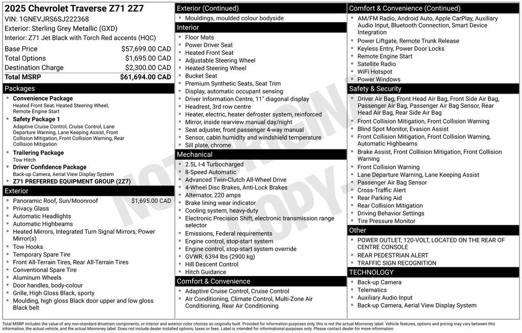 Used 2025 Chevrolet Traverse Z71 AWD/4WD image 26