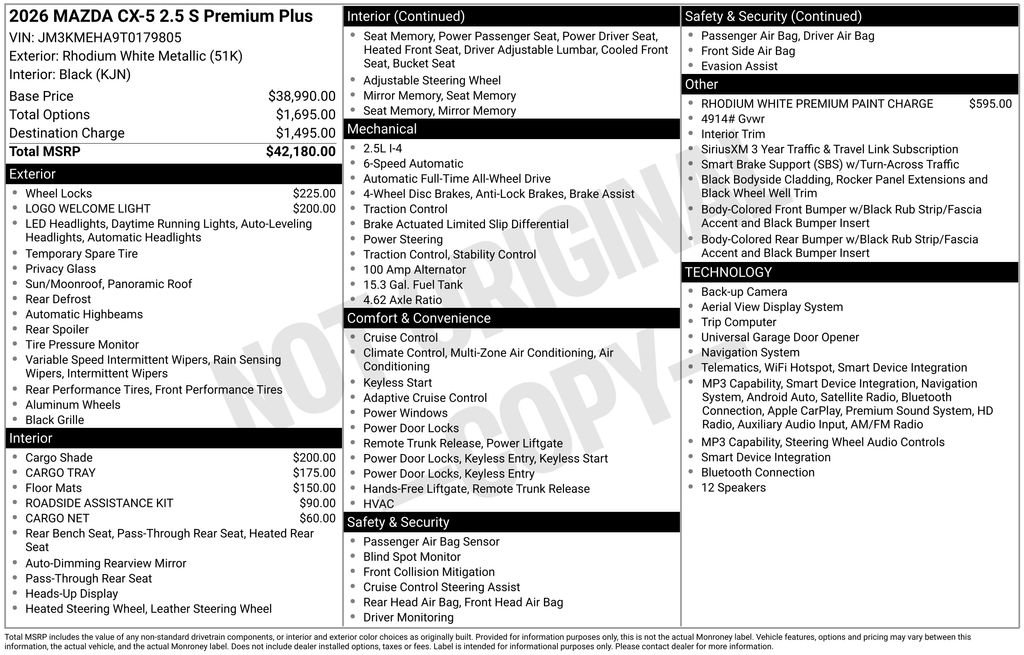 New 2026 MAZDA CX-5 2.5 S w/ Premium Plus Package AWD/4WD image 35