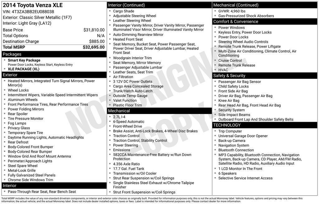 Used 2014 Toyota Venza XLE FWD image 59
