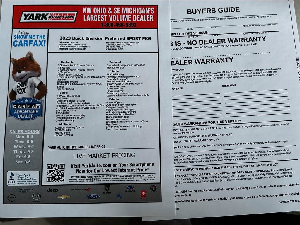 Used 2023 Buick Envision Preferred w/ Sport Touring Package image 14