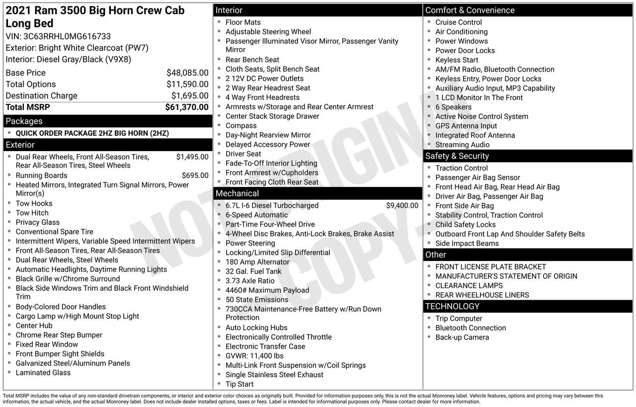 Used 2021 RAM 3500 Big Horn image 44