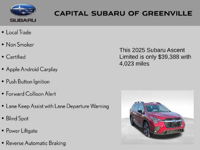 Used 2025 Subaru Ascent Limited w/ Popular Package #1 AWD/4WD image 9