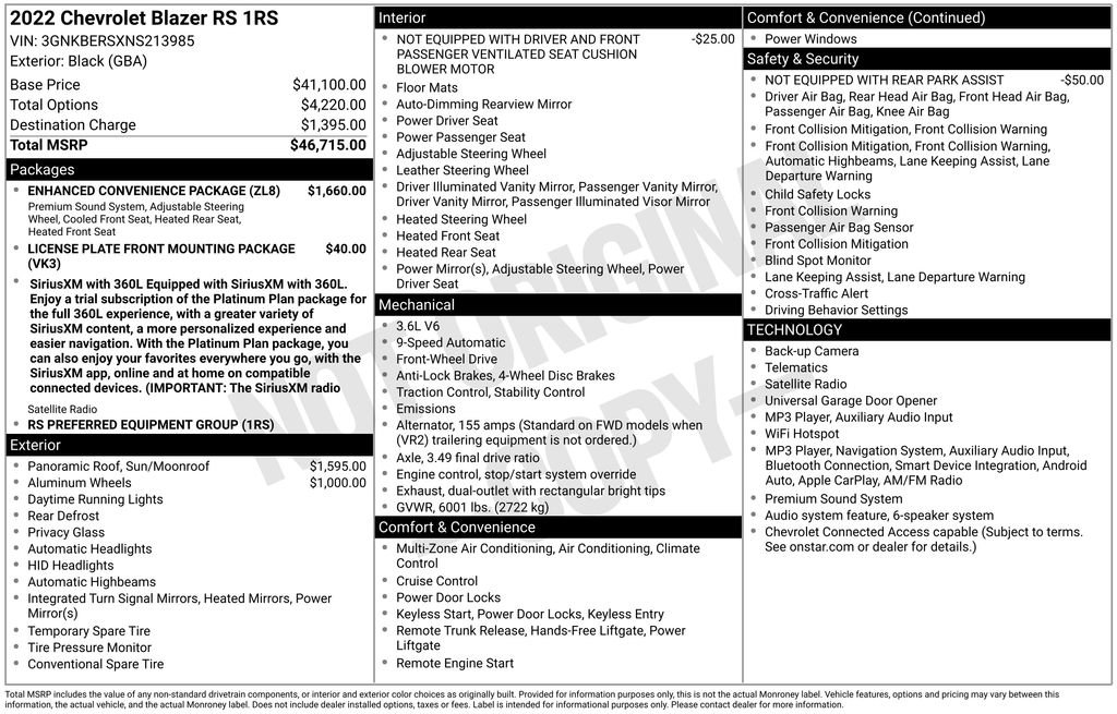 Used 2022 Chevrolet Blazer RS w/ Enhanced Convenience Package FWD image 6