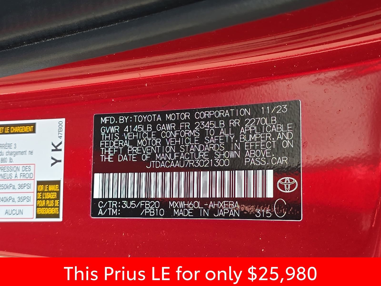 Used 2024 Toyota Prius LE FWD image 40