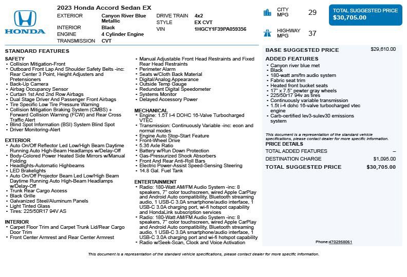 Used 2023 Honda Accord EX image 3