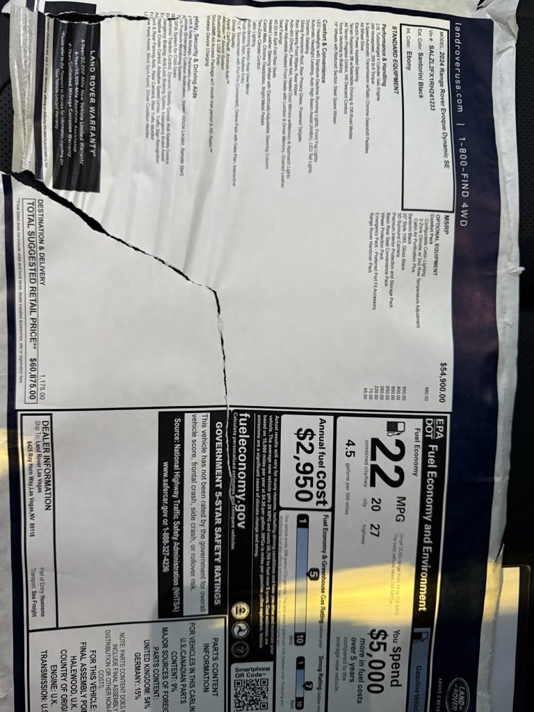 Used 2024 Land Rover Range Rover Evoque Dynamic SE image 35