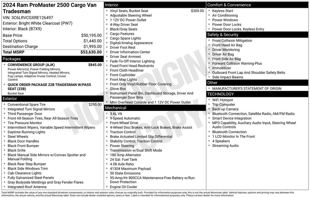 Used 2024 RAM ProMaster 2500 w/ Convenience Group FWD image 4