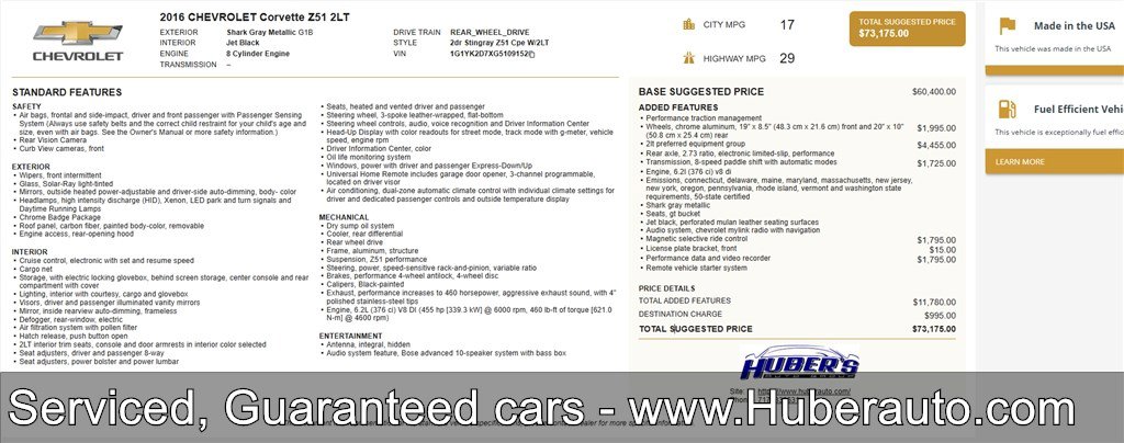 Used 2016 Chevrolet Corvette Stingray Coupe w/ 2LT Preferred Equipment Group image 6