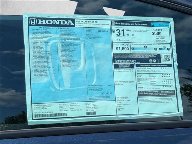 New 2026 Honda Accord SE image 17