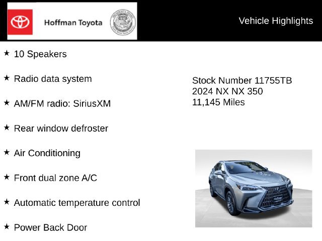 Used 2024 Lexus NX 350 AWD w/ Cold Area Package image 10