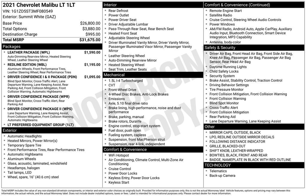 Used 2021 Chevrolet Malibu LT w/ Leather Package FWD image 13