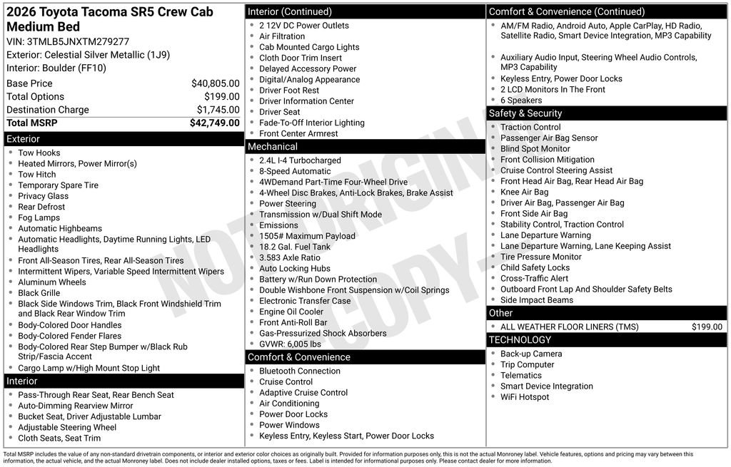 New 2026 Toyota Tacoma SR5 AWD/4WD image 4