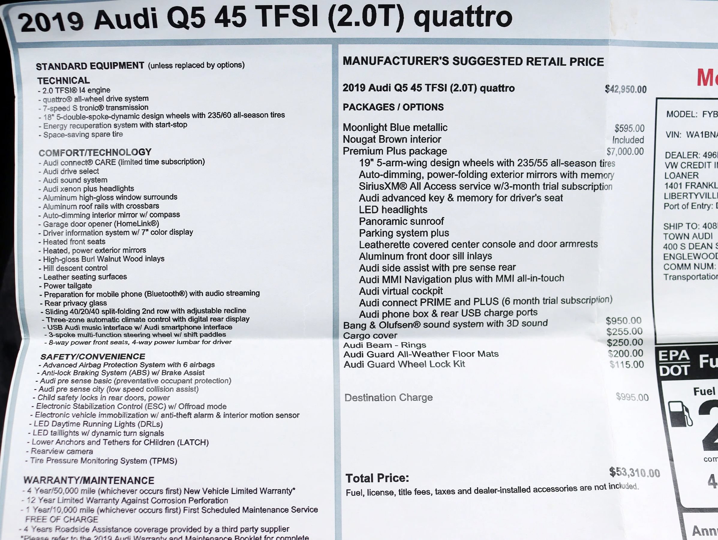 Used 2019 Audi Q5 2.0T Premium Plus w/ Premium Plus Package AWD/4WD image 2