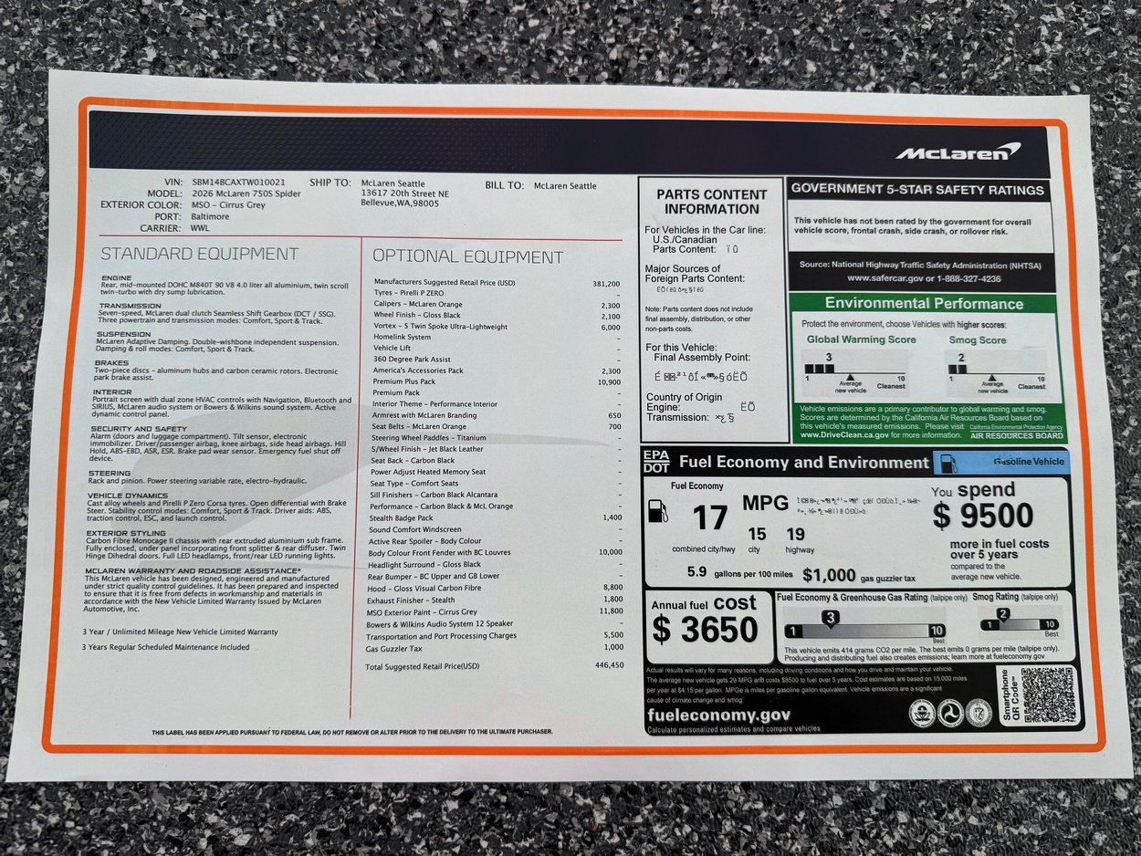 Used 2026 McLaren 750S Spider RWD image 50