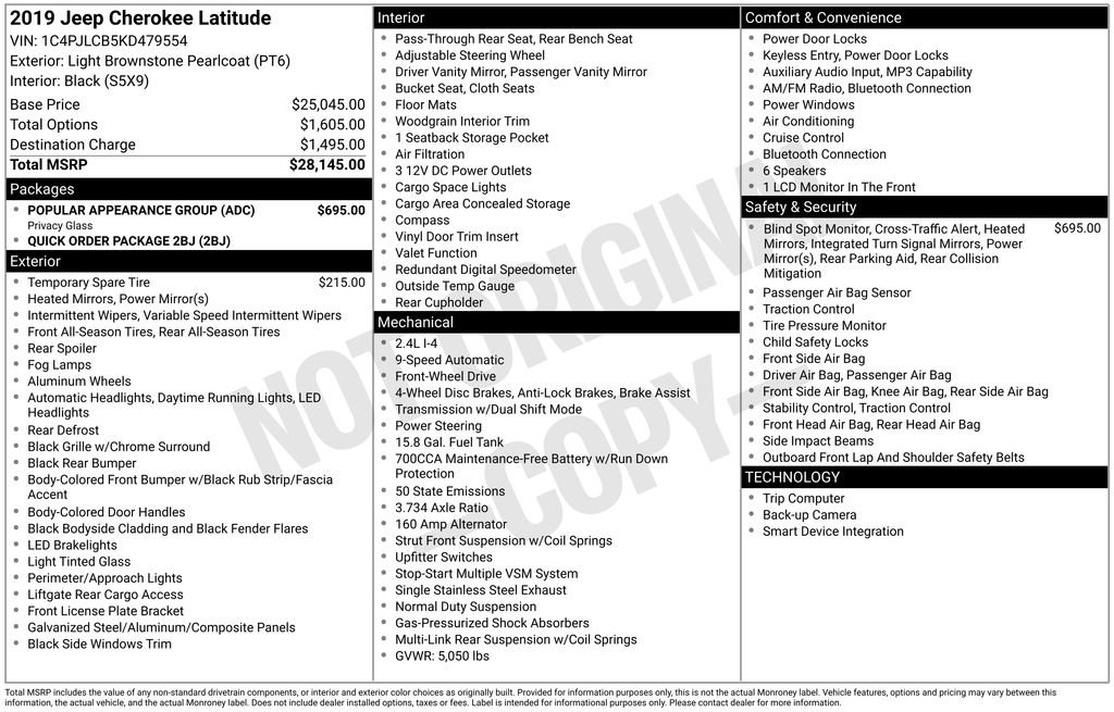 Used 2019 Jeep Cherokee Latitude w/ Popular Appearance Group FWD image 36