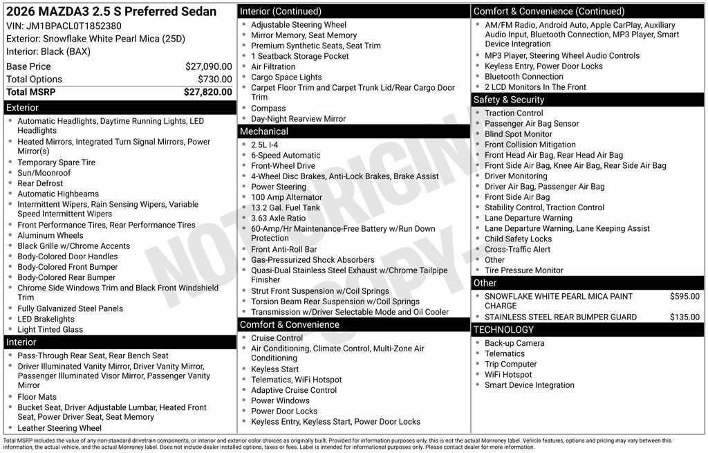 New 2026 MAZDA MAZDA3 2.5 S Sedan w/ Preferred Pkg image 3