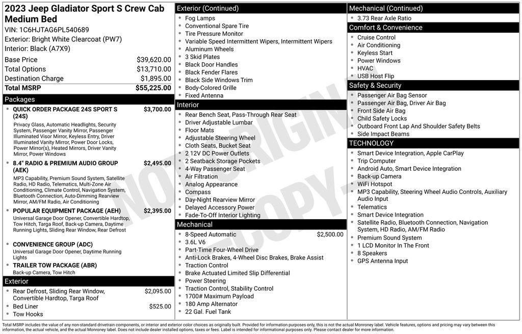 Used 2023 Jeep Gladiator Sport AWD/4WD image 3