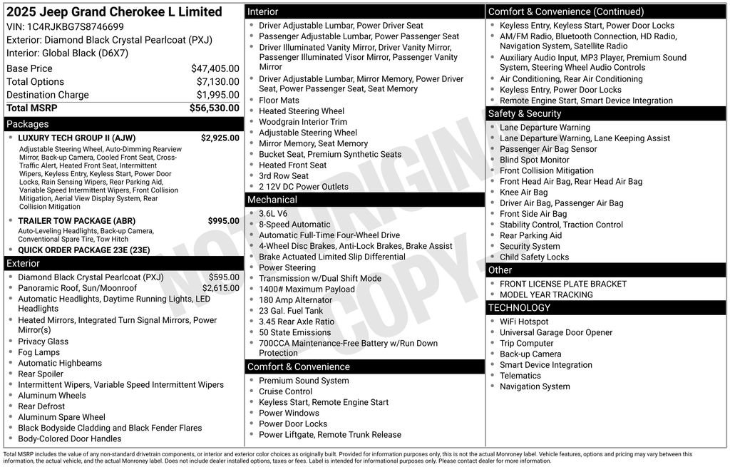 New 2025 Jeep Grand Cherokee L Limited w/ Luxury Tech Group II image 4