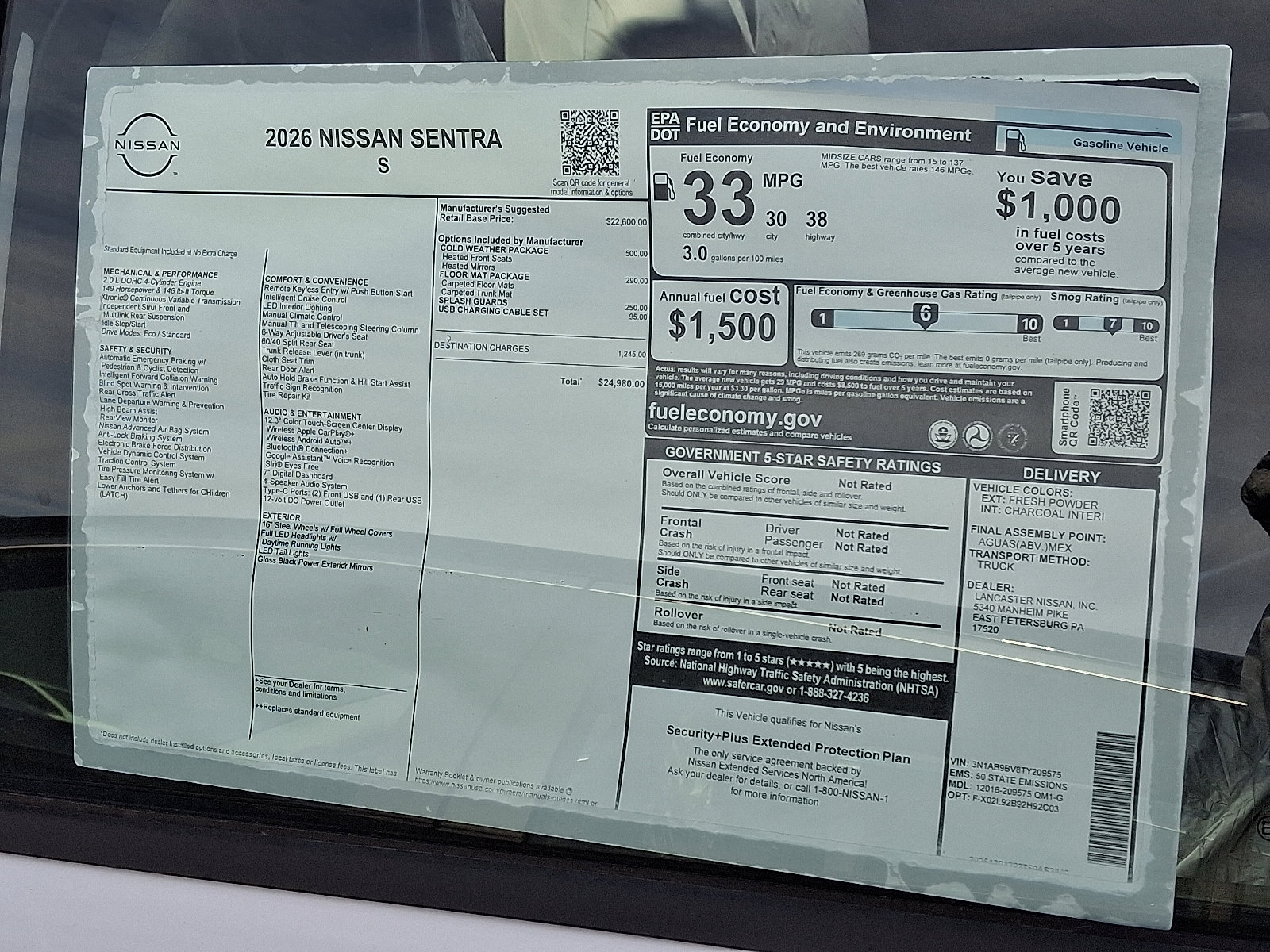 New 2026 Nissan Sentra S w/ S Cold Weather Package image 6