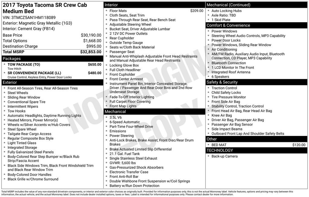 Used 2017 Toyota Tacoma SR w/ Tow Package image 14