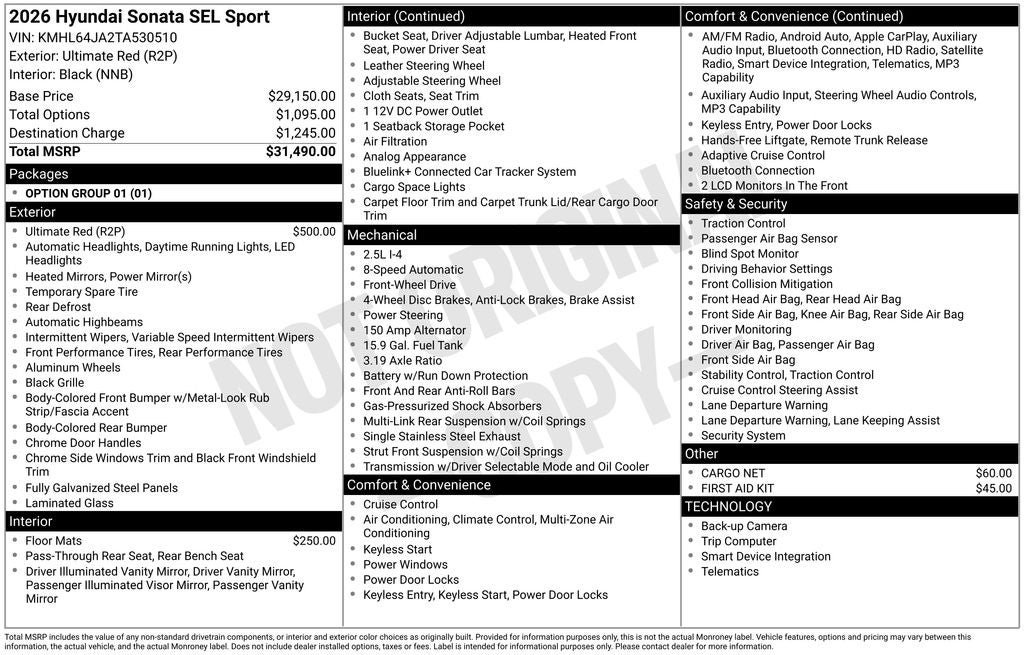 New 2026 Hyundai Sonata SEL FWD image 20