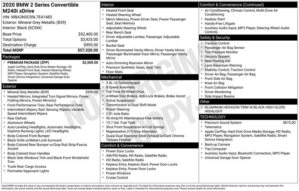 Used 2020 BMW M240i xDrive Convertible w/ Premium Package image 33