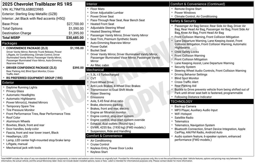 Used 2025 Chevrolet TrailBlazer RS w/ Convenience Package FWD image 3