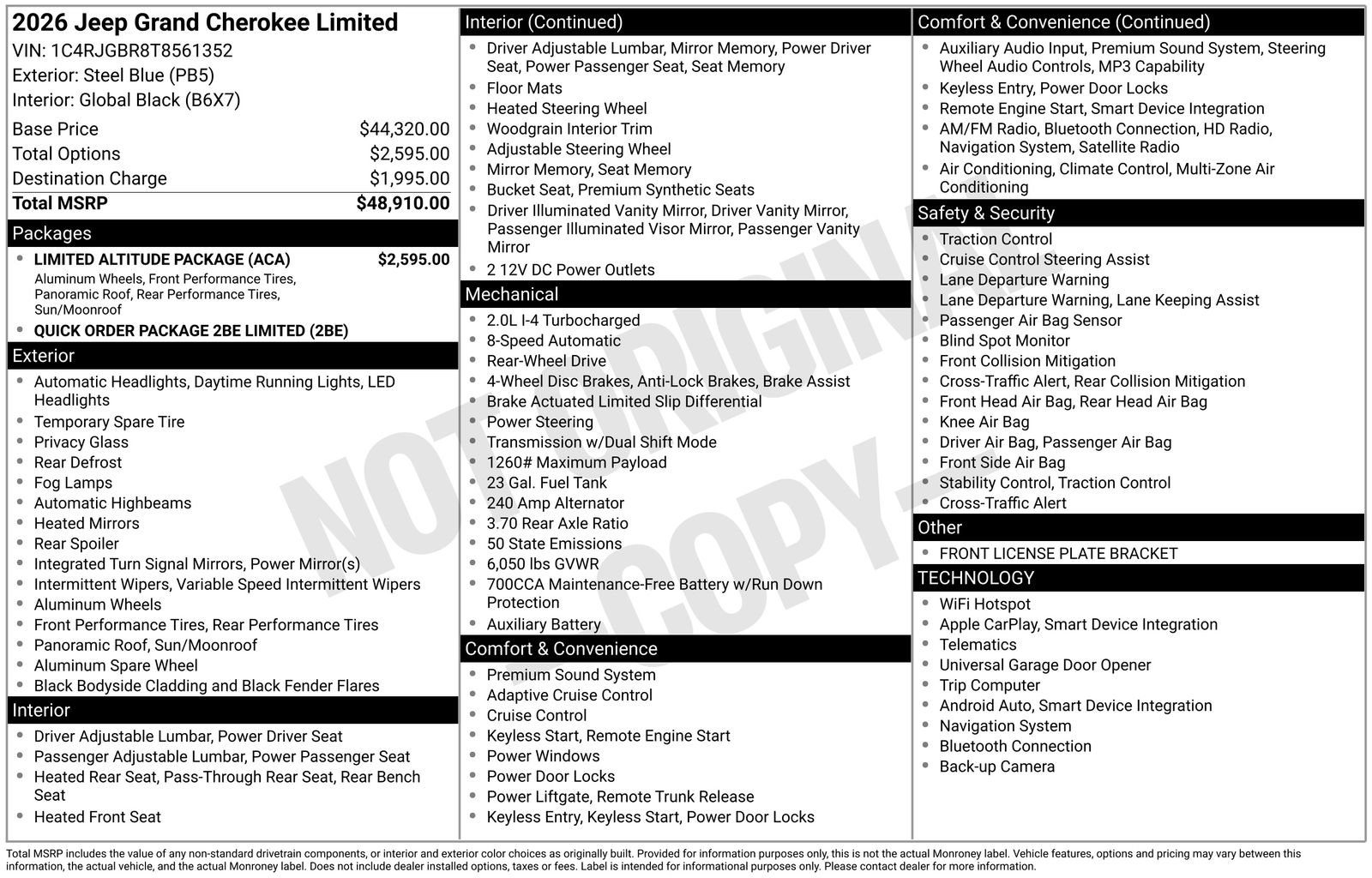New 2026 Jeep Grand Cherokee Limited w/ Limited Altitude Package RWD image 25