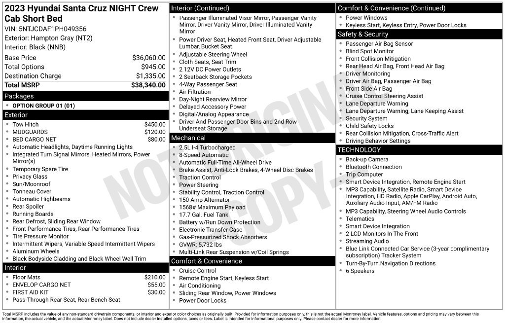 Used 2023 Hyundai Santa Cruz Night AWD/4WD image 47