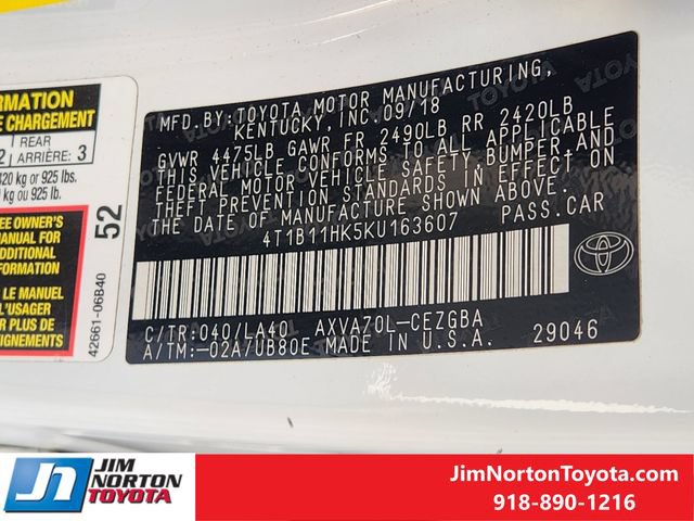 Used 2019 Toyota Camry XLE FWD image 34