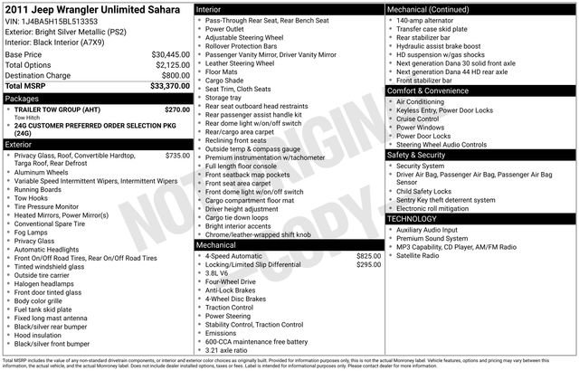 Used 2011 Jeep Wrangler Unlimited Sahara w/ Trailer Tow Group AWD/4WD image 19