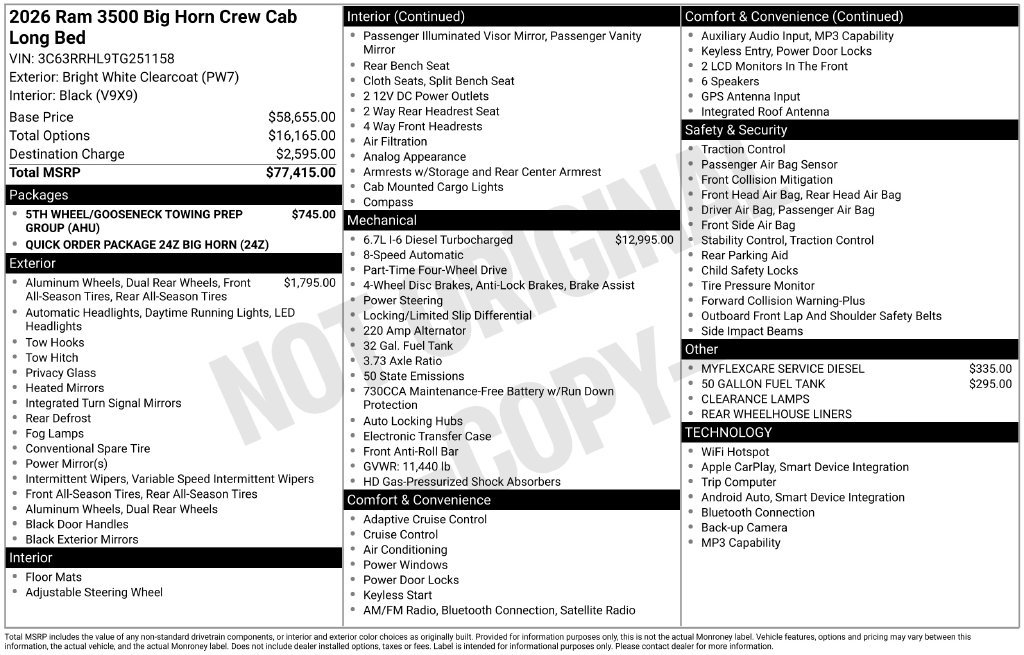 New 2026 RAM 3500 Big Horn AWD/4WD image 6