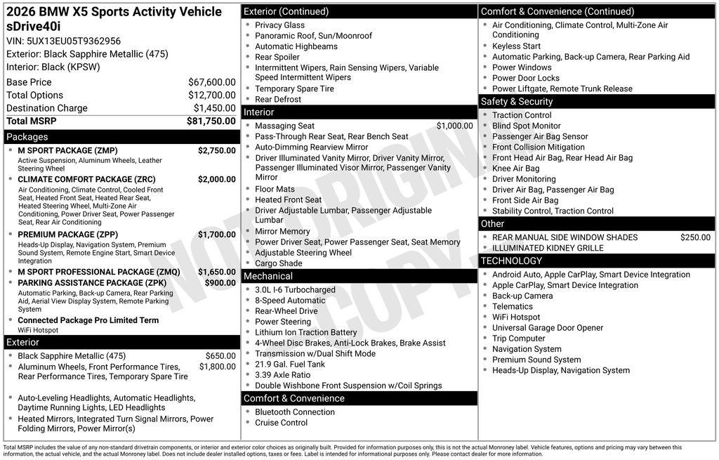 Used 2026 BMW X5 sDrive40i w/ M Sport Package RWD image 24