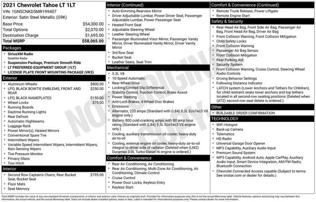 Used 2021 Chevrolet Tahoe LT RWD image 2