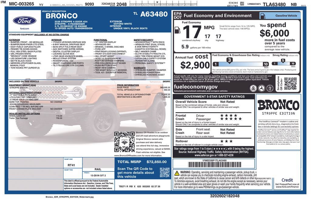 New 2026 Ford Bronco Stroppe Edition AWD/4WD image 48