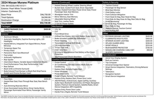 Used 2024 Nissan Murano Platinum w/ Cargo Package FWD image 2