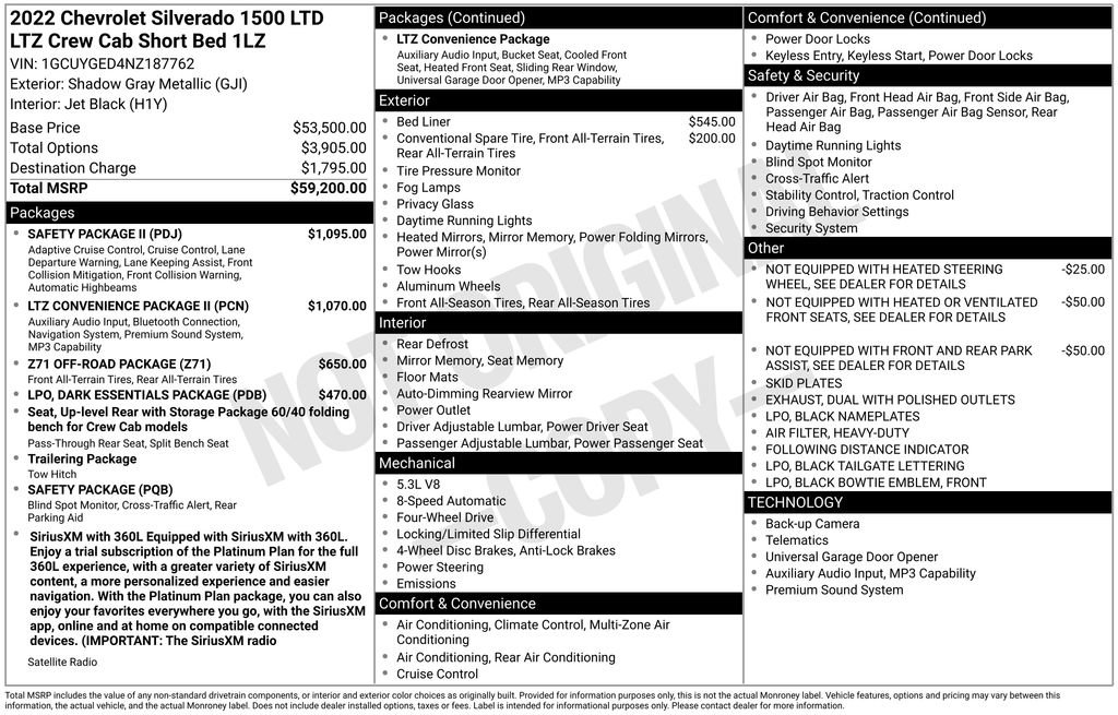 Used 2022 Chevrolet Silverado 1500 LTZ w/ Safety Package II AWD/4WD image 7