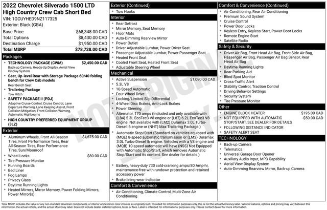 Used 2022 Chevrolet Silverado 1500 High Country w/ Technology Package AWD/4WD image 34