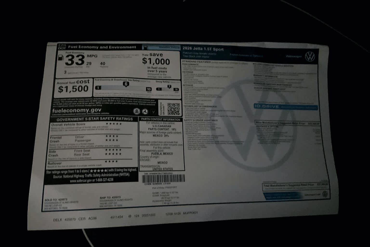 New 2026 Volkswagen Jetta Sport FWD image 18
