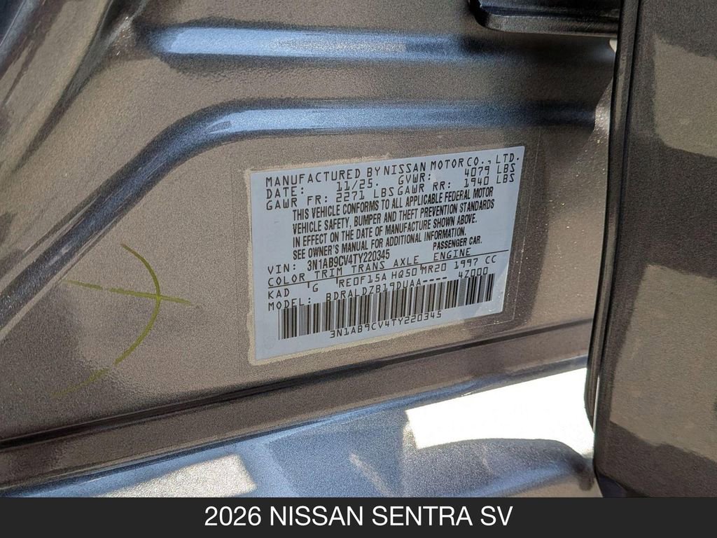 Certified 2026 Nissan Sentra SV w/ Floor Mat Package FWD image 24