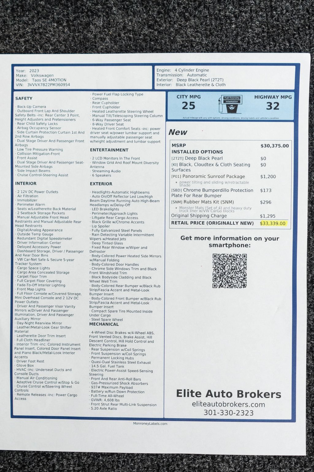 Used 2023 Volkswagen Taos SE w/ Panoramic Sunroof Package AWD/4WD image 47