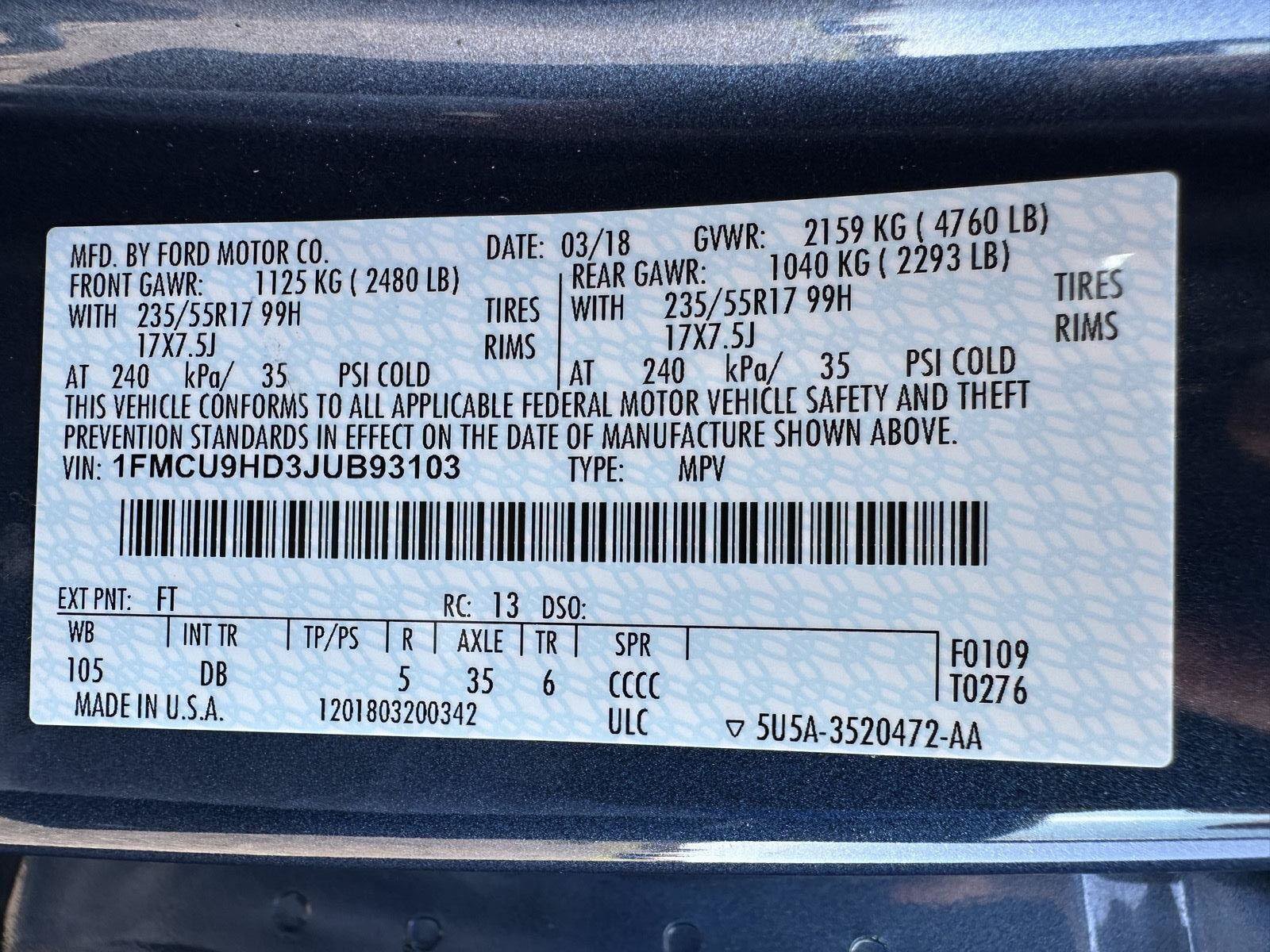 Used 2018 Ford Escape SEL w/ Ford Safe & Smart Package AWD/4WD image 15