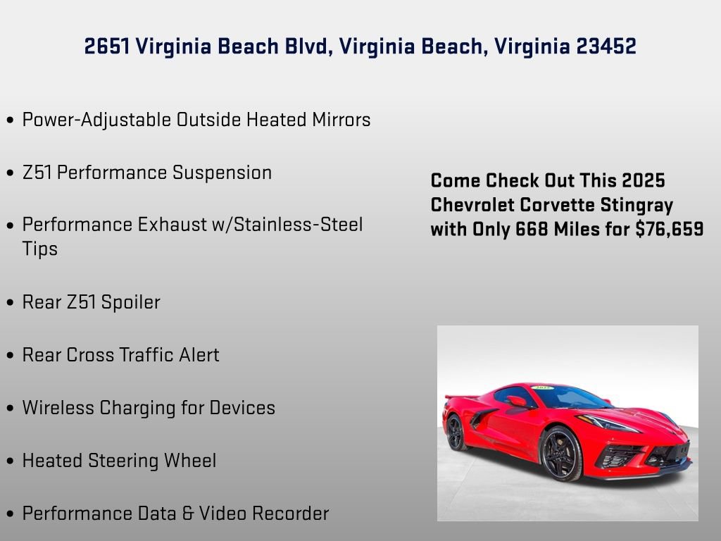 Certified 2025 Chevrolet Corvette Stingray Preferred Cpe w/ Z51 Performance Package image 38