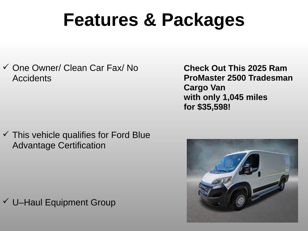 Used 2025 RAM ProMaster 2500 w/ U-Haul Equipment Group FWD image 4