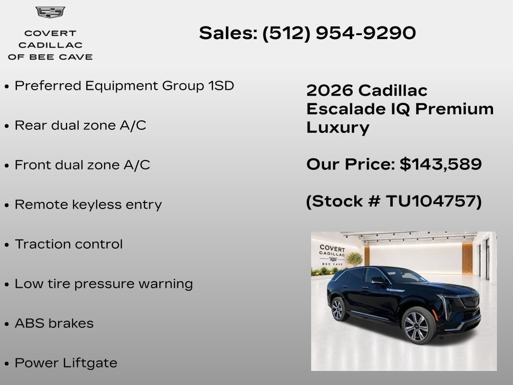 New 2026 Cadillac Escalade IQ Luxury 2 w/ LPO, Floor Liner Package AWD/4WD image 11